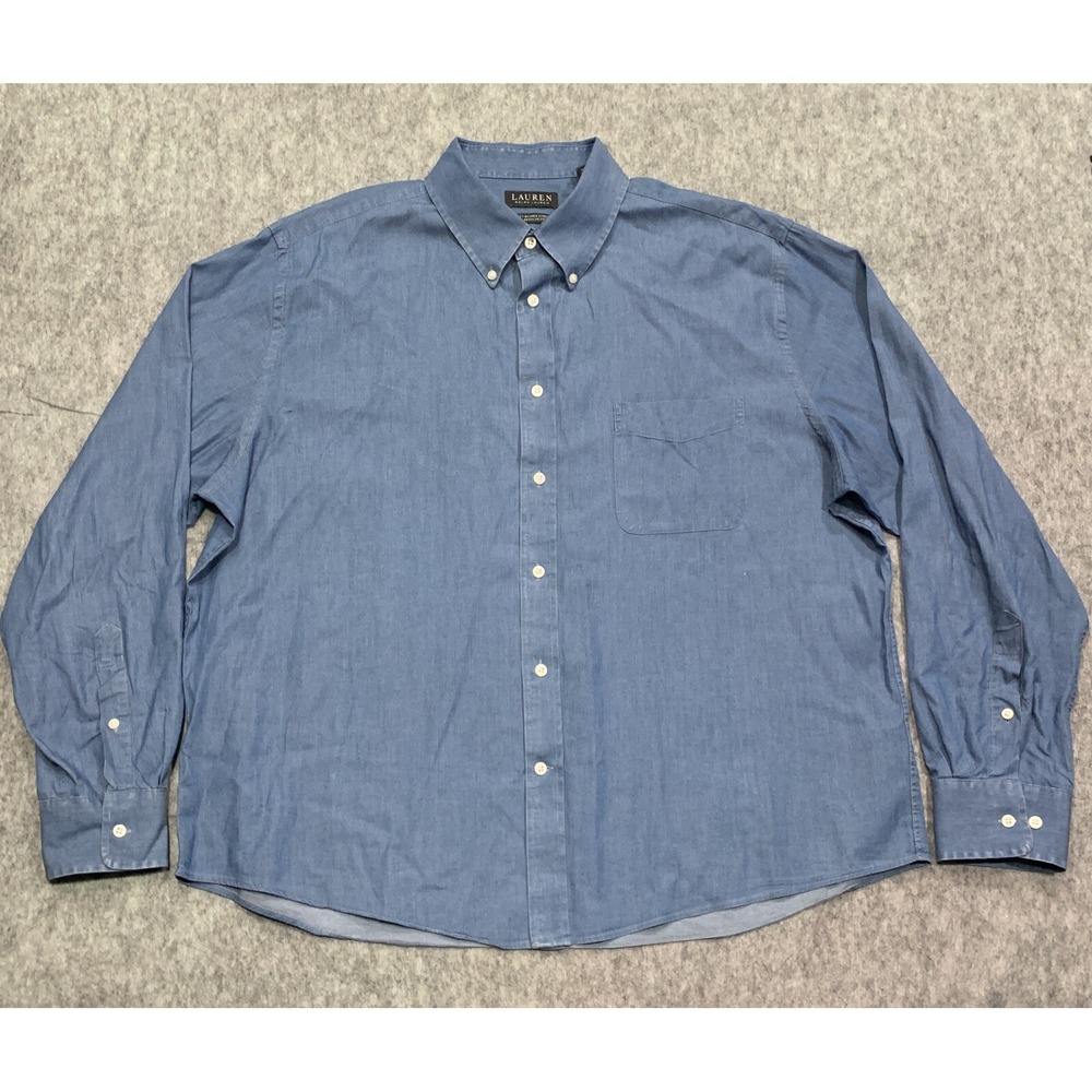 Lauren Ralph Lauren BLACK LABEL Men's Denim Blue Button Down Shirt - Size XL